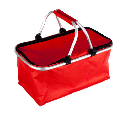košík nákupní skládací 48x24x28cm Al+polyester ČRV