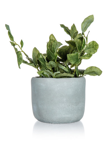 květina umělá zelená v betonovém květináči v.20cm GREENERY