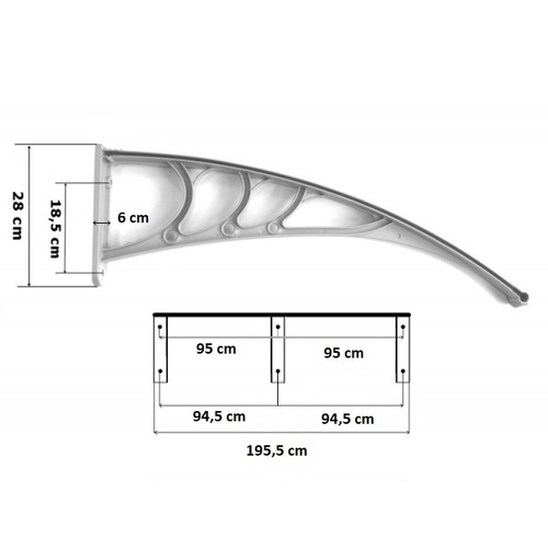 ALDOTRADE dveřní vchodová stříška Standart 100x300 cm