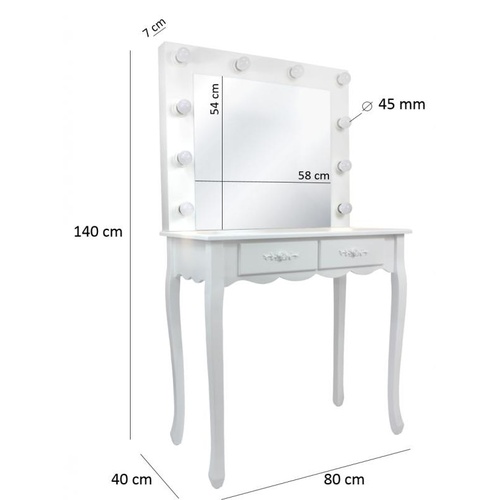 ALDOTRADE Toaletní kosmetický stolek Vintage 80x40x140cm se zrcadlem