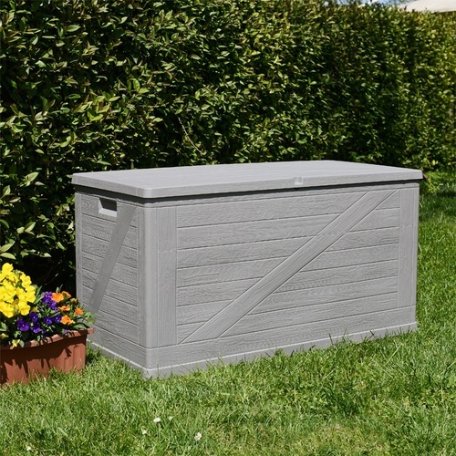 Zahradní úložný box WOOD 420l šedý