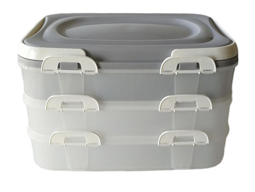 dóza PIKNIK s uchy, 3 patra, 40x30x24cm PH mix barev