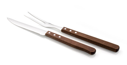 příbor steakový BBQ (1+1ks) nerez, dřev.rukojeť