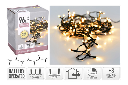 osvětlení vánoční  7m  96LED teplá BÍ, 8 funkcí, ZE IP44