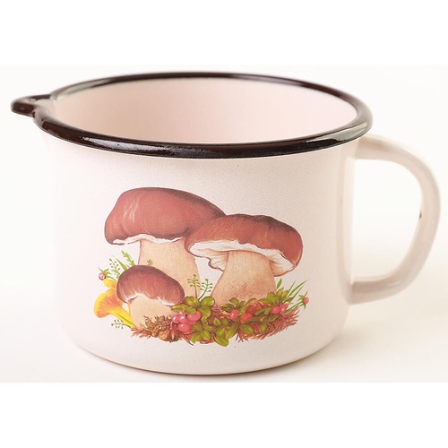 hrnek smalt s výlevkou pr.12cm 1l HOUBY