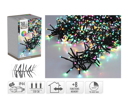 osvětlení vánoční  5,6m 768LED duhová (MO, ORANŽ, RŮŽ), 8 funkcí