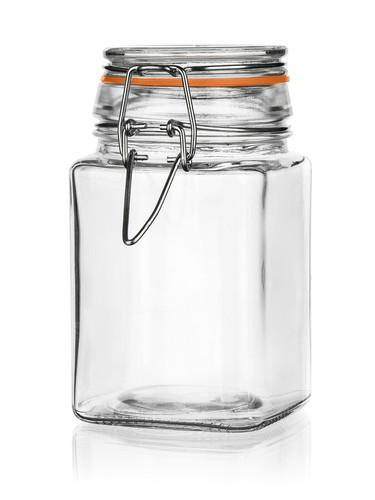 dóza hermetická 260ml, hranatá, skl. s patentním uzávěrem LINA