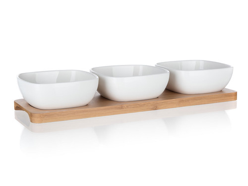 miska sada 4díl.(3xmiska,1xtác) 33x9,7x4,7cm porcelán/bambus BRILL