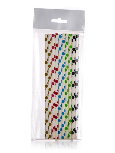 brčka 6x200mm papírová puntíky mix (25ks)