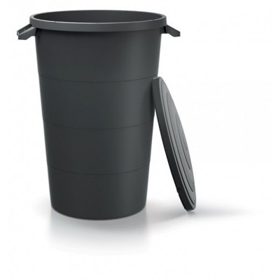 Plastová nádoba s úchyty SMOOTH recyklovaně černá