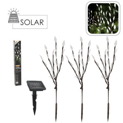 Solární lampa 3 větve, 60 LED, teplá bílá, 60 cm