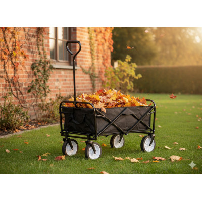 Gardenline Skládací zahradní přepravní vozík černý