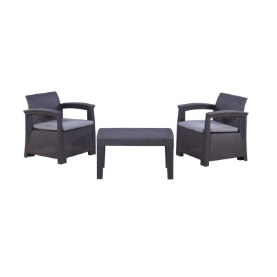 Gardeline Zahradní set nábytku Rattan stůl + 2 křesla