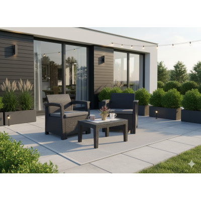 Gardeline Zahradní set nábytku Rattan stůl + 2 křesla