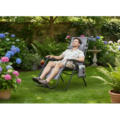 ALDOTRADE Zahradní plážové relaxační křeslo REGINA šedé 